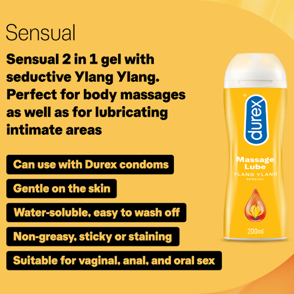 Durex Massage Lube Sensual Lubricant Gel With Ylang Ylang (200ml) - Image 3