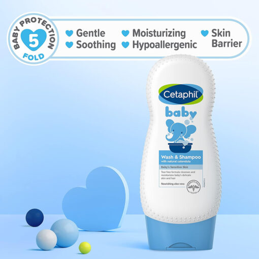 Cetaphil Baby Wash & Shampoo With Natural Calendula (Sensitive Skin) 230ml - Image 2