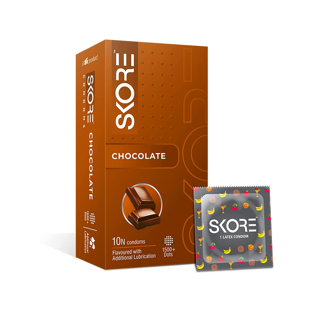 Skore Chocolate Flavoured Heavy Dotted Condoms 10pcs